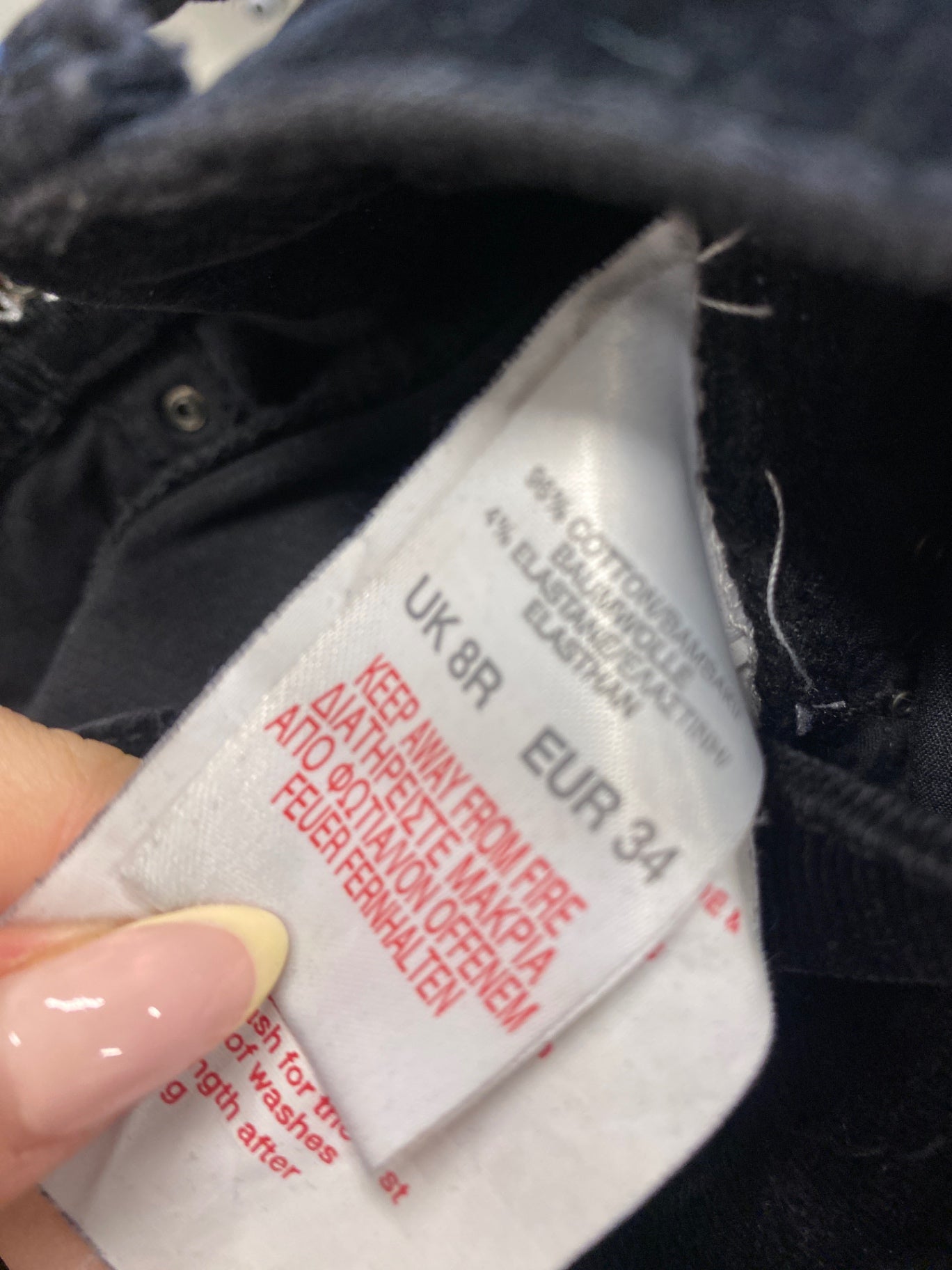 Gorgeous River Island Low rise cord Jeans flare UK8 Black SL002