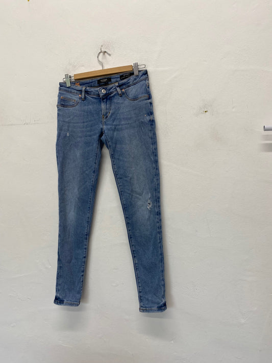 Gorgeous Guess Beverley Ultra skinny Jeans W27” Blue distressed low rise SL002