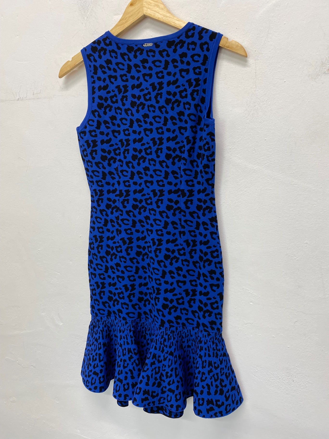 Gorgeous Guess leopard Dress Uk 4 Blue & Black Rara SL002