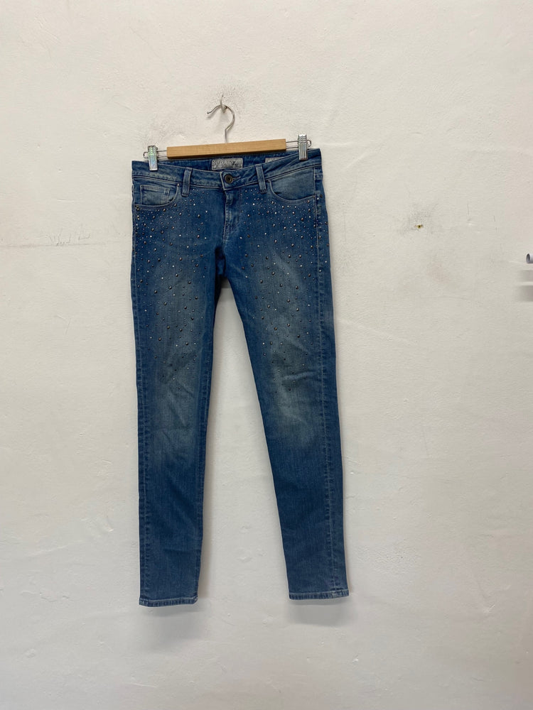 Gorgeous Guess Embellished Jeans W29" Blue embellished studs NR002