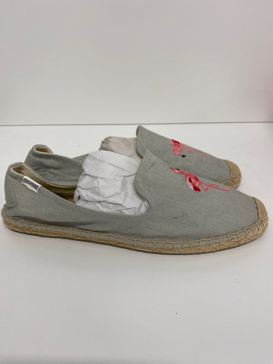 Gorgeous Soludos Espadrilles Uk8 Soft grey blue with Pink Flamingos LB006