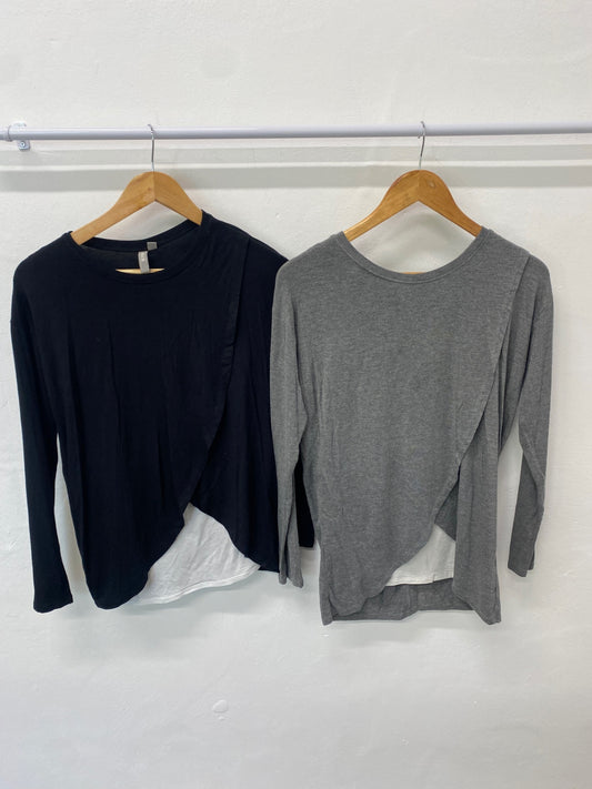 Gorgeous duo of Asos Design Long sleeve tops UK8 Black and grey SL002 #10