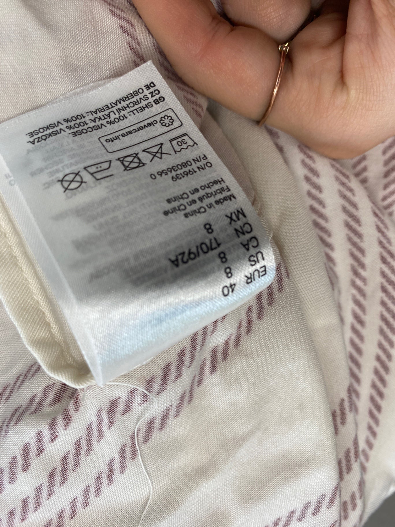 Gorgeous H&M Shirt Dress UK12 Cream checked Oversized DM001