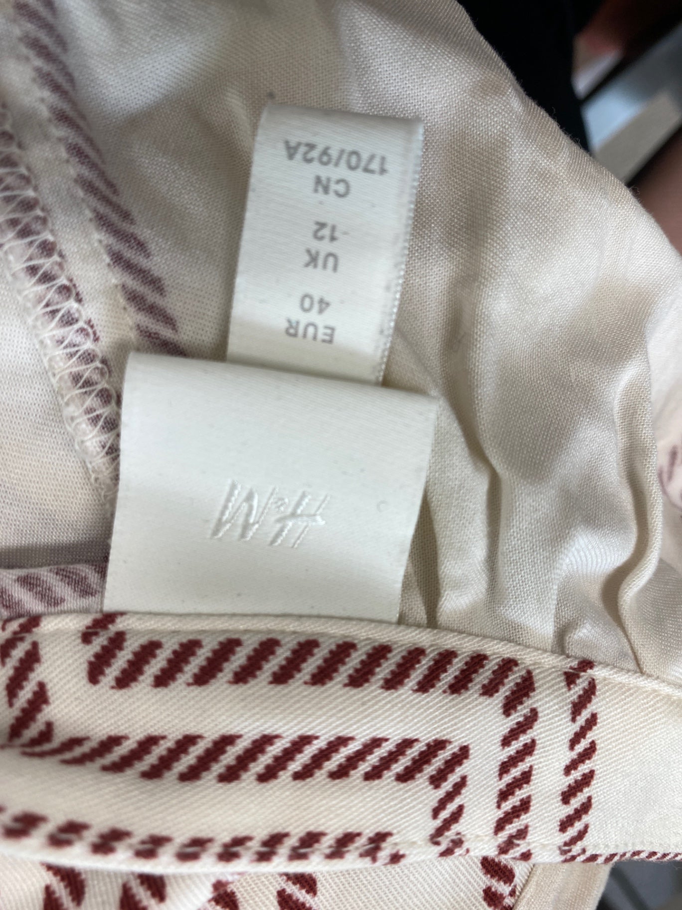 Gorgeous H&M Shirt Dress UK12 Cream checked Oversized DM001