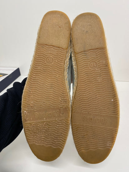 Gorgeous Soludos Espadrilles Uk8 Soft grey blue with Pink Flamingos LB006
