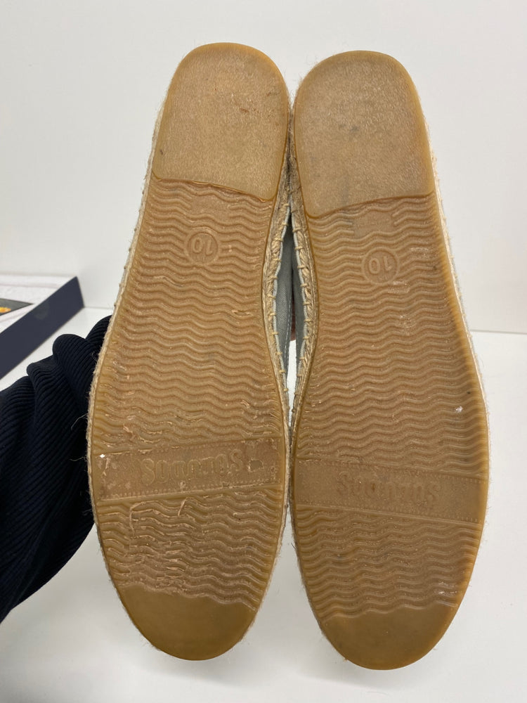 Gorgeous Soludos Espadrilles Uk8 Soft grey blue with Pink Flamingos LB006