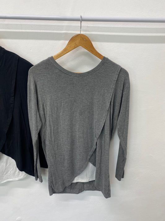 Gorgeous duo of Asos Design Long sleeve tops UK8 Black and grey SL002 #10