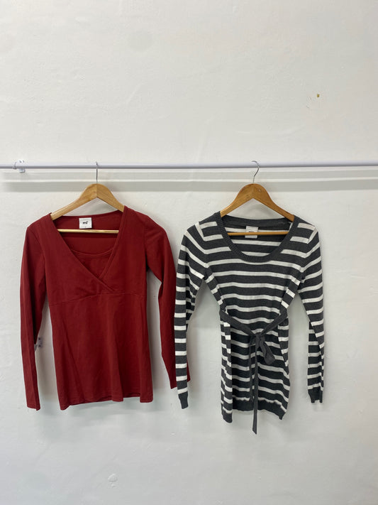 Gorgeous duo of Mamalicious Maternity Top UK8 Red grey SL002 #8