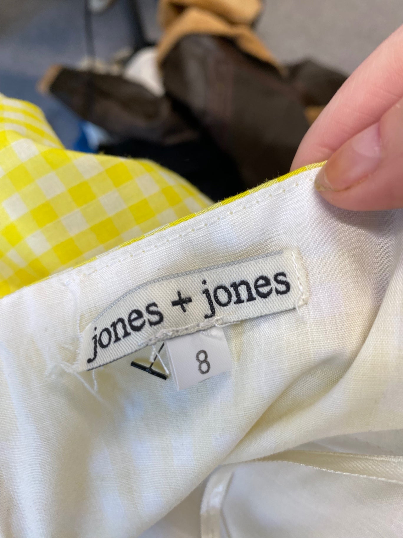 Gorgeous Jones & Jones Strapless party Dress Uk8 Yellow & Blue Gingham SL002