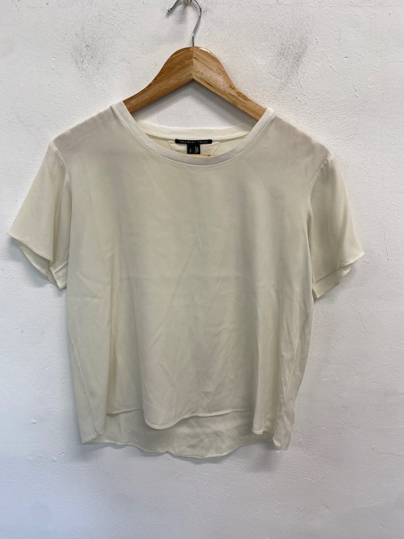 Gorgeous Theyskens theory Short sleeve top silk UK S White LB006