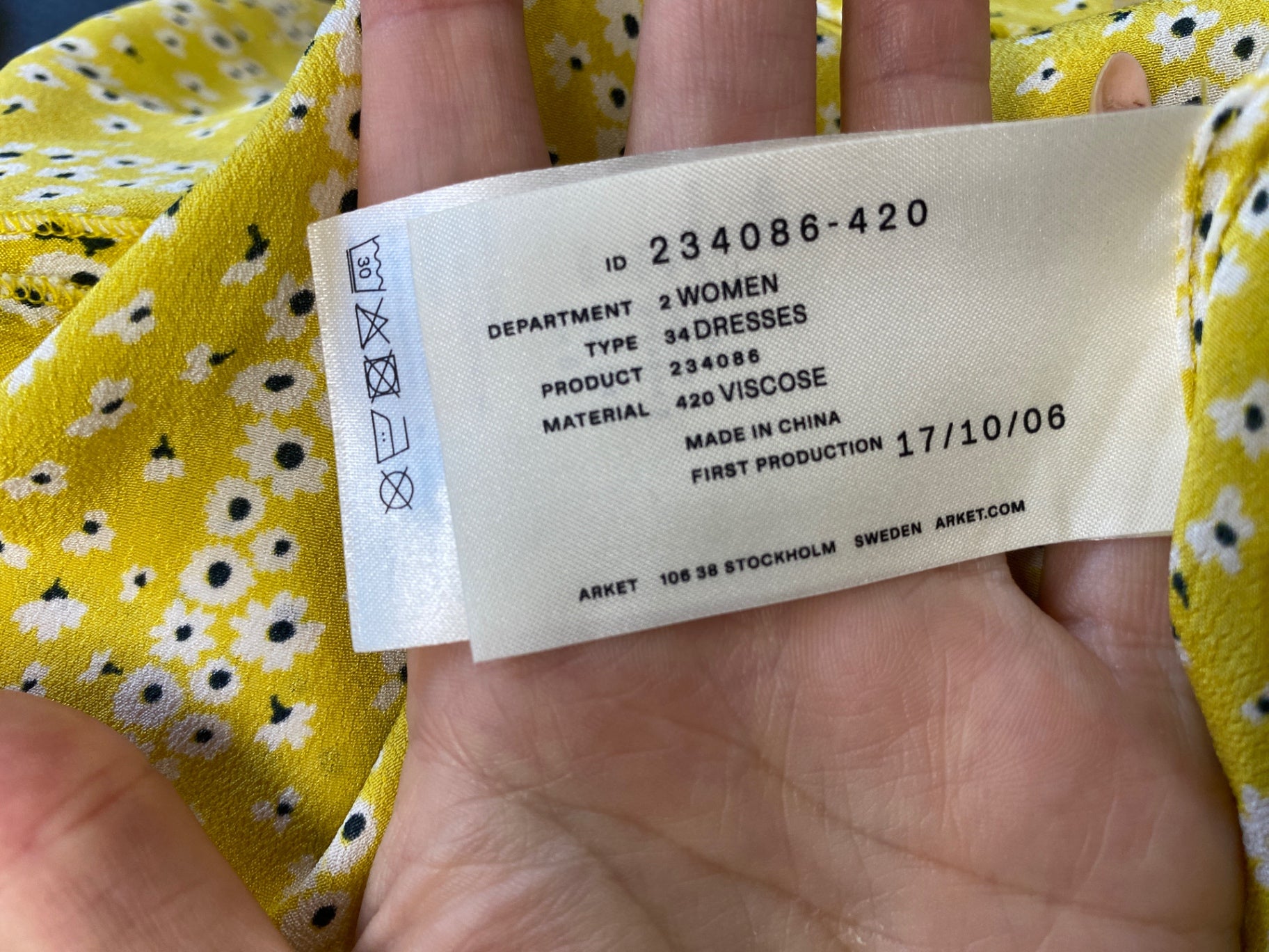 Gorgeous Arket Dress UK6 Yellow floral maxi summer LB006