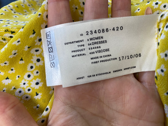 Gorgeous Arket Dress UK6 Yellow floral maxi summer LB006