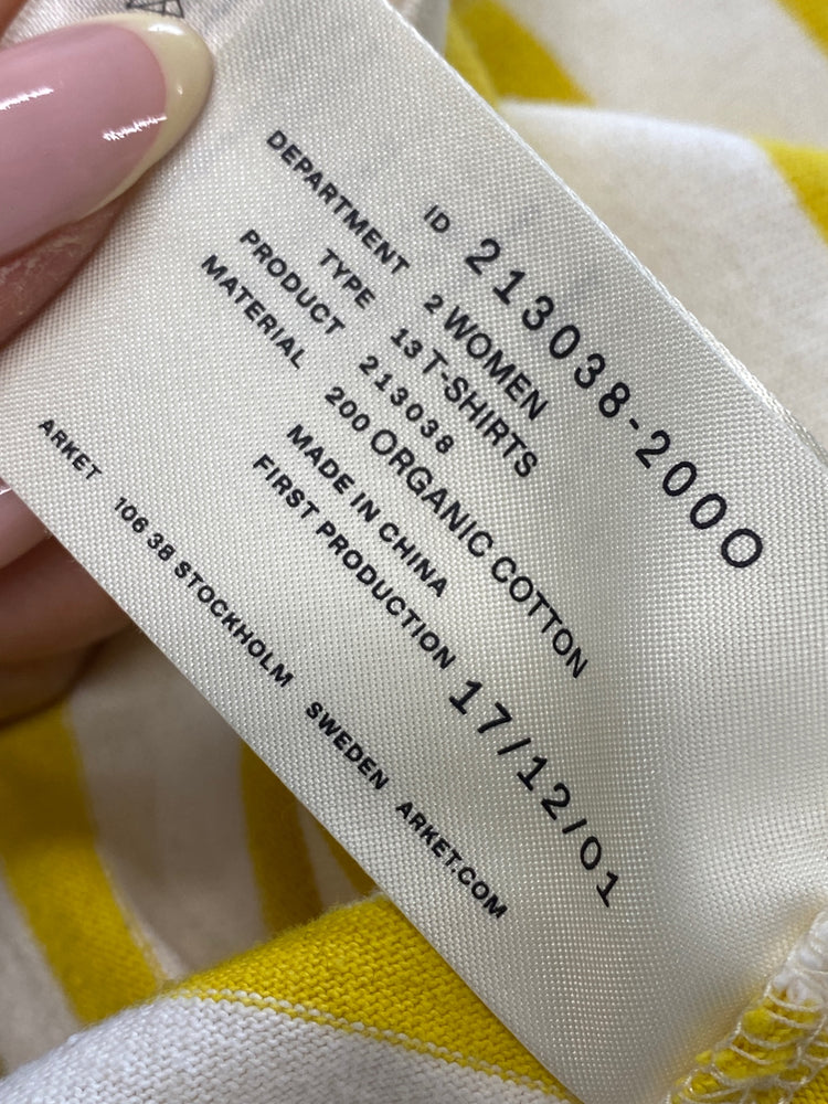 Gorgeous Arket Long sleeve top UK XS Yellow striped LB006