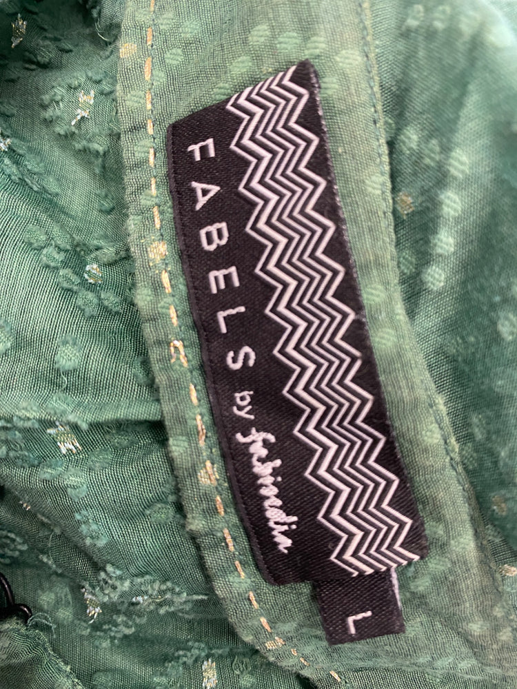 Gorgeous Fabels Blouse UK L Green embroidered NR002
