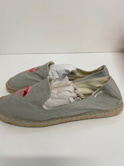 Gorgeous Soludos Espadrilles Uk8 Soft grey blue with Pink Flamingos LB006