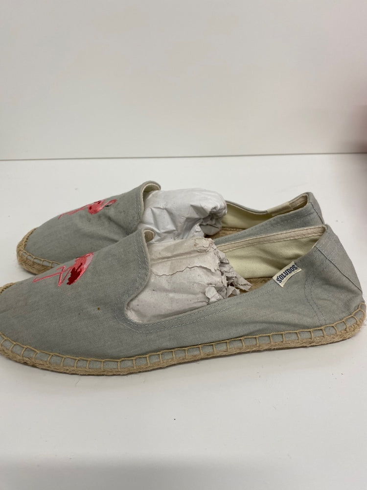 Gorgeous Soludos Espadrilles Uk8 Soft grey blue with Pink Flamingos LB006