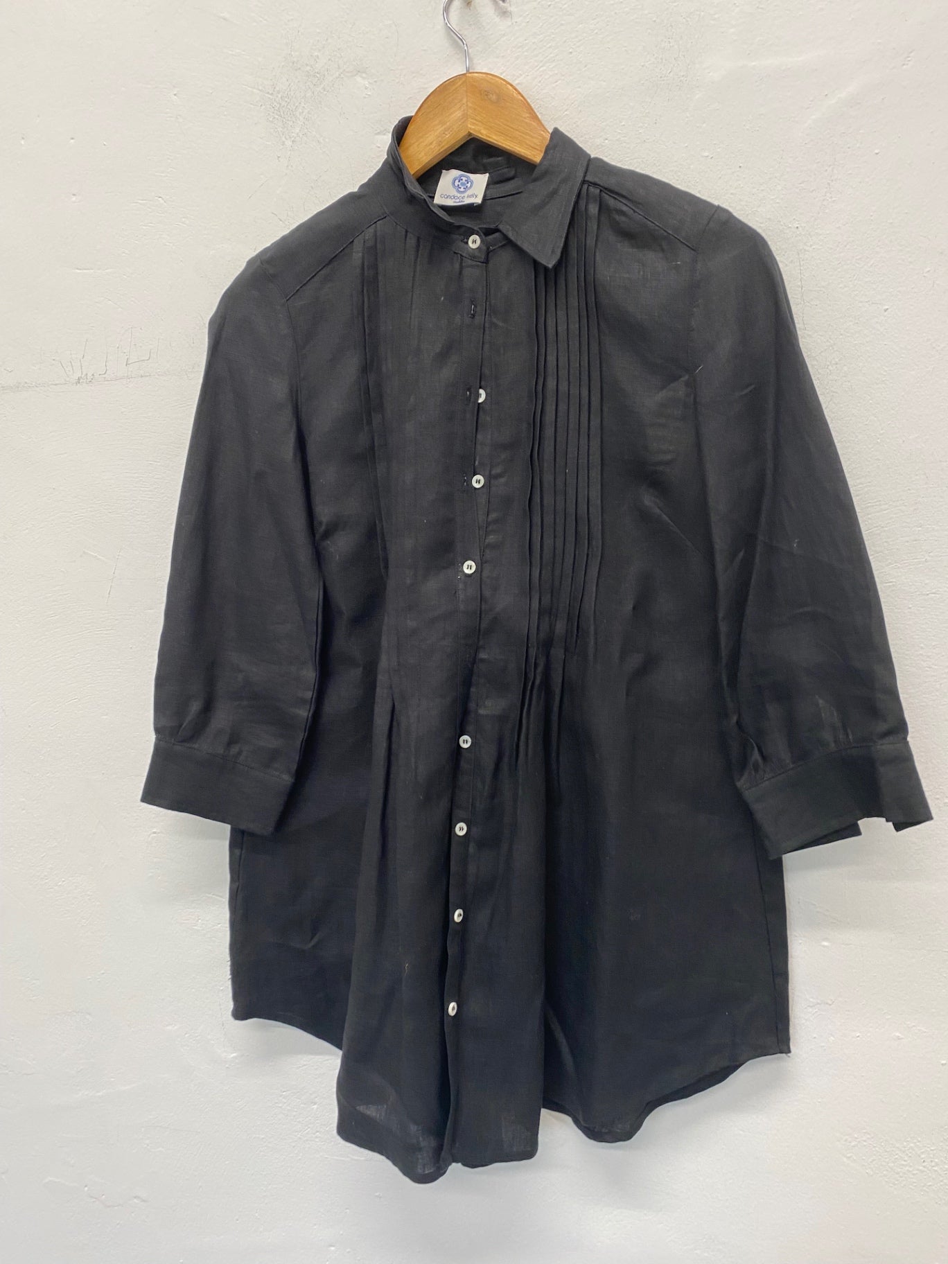 Gorgeous Candace Kelly Shirt UkM Black linen tunic formal LB006