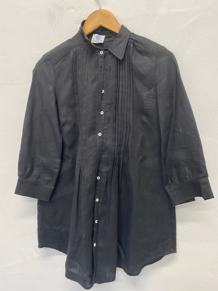 Gorgeous Candace Kelly Shirt UkM Black linen tunic formal LB006
