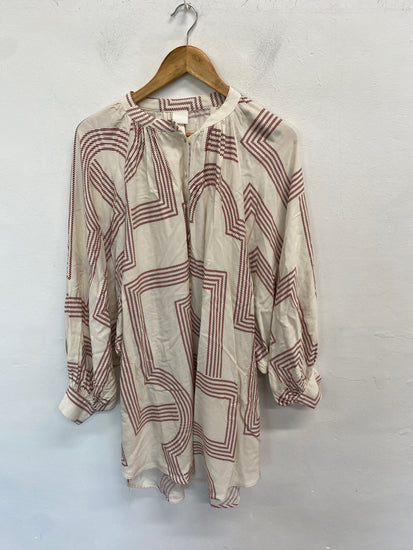 Gorgeous H&M Shirt Dress UK12 Cream checked Oversized DM001