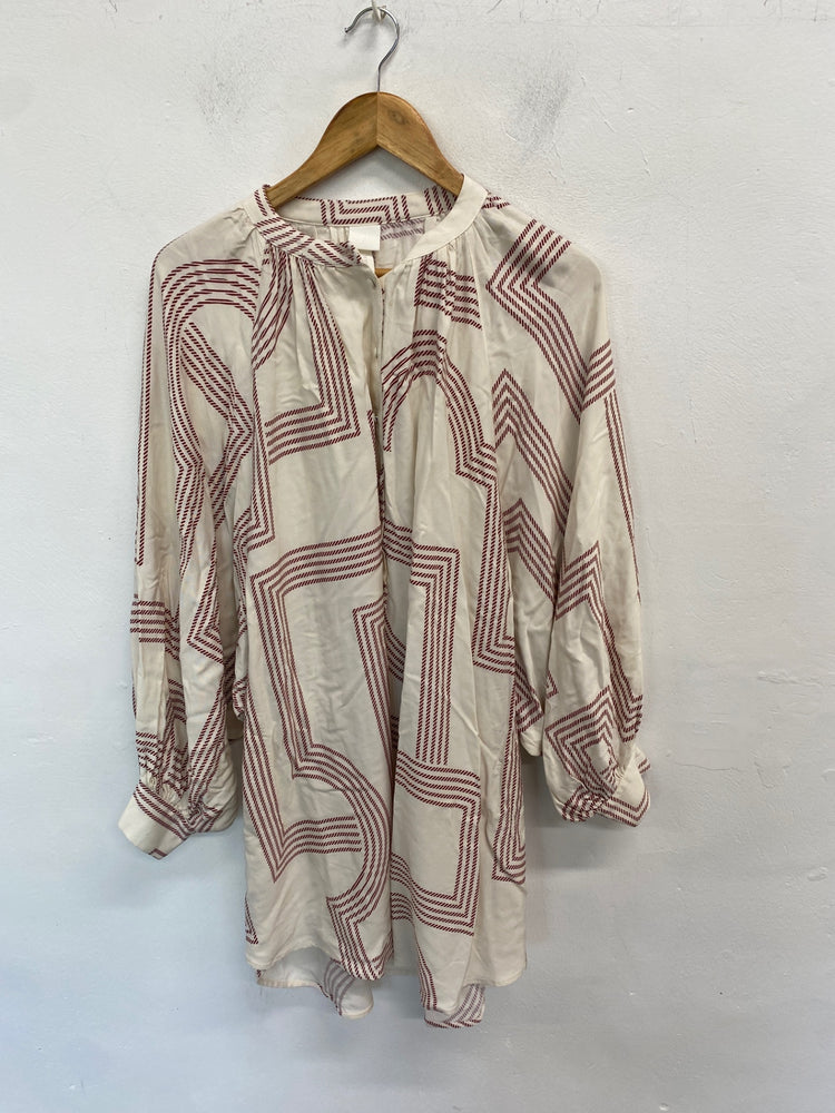 Gorgeous H&M Shirt Dress UK12 Cream checked Oversized DM001