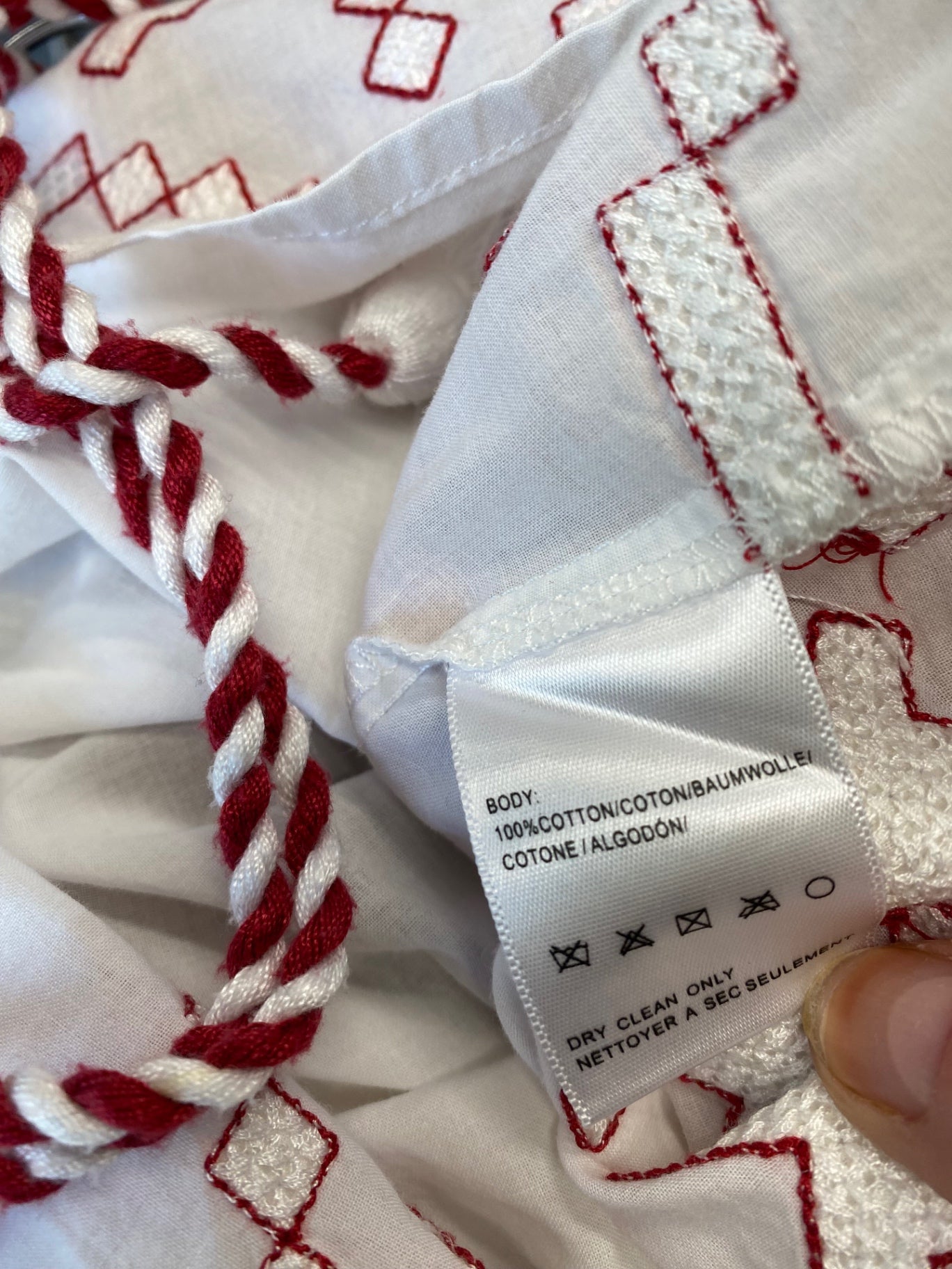 Gorgeous Harlyn Blouse UK XS White & red embroidery gypsy top LB006