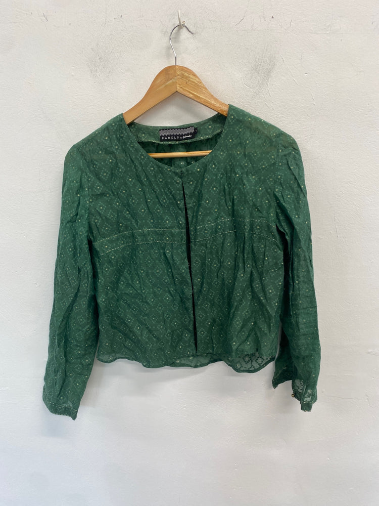 Gorgeous Fabels Blouse UK L Green embroidered NR002