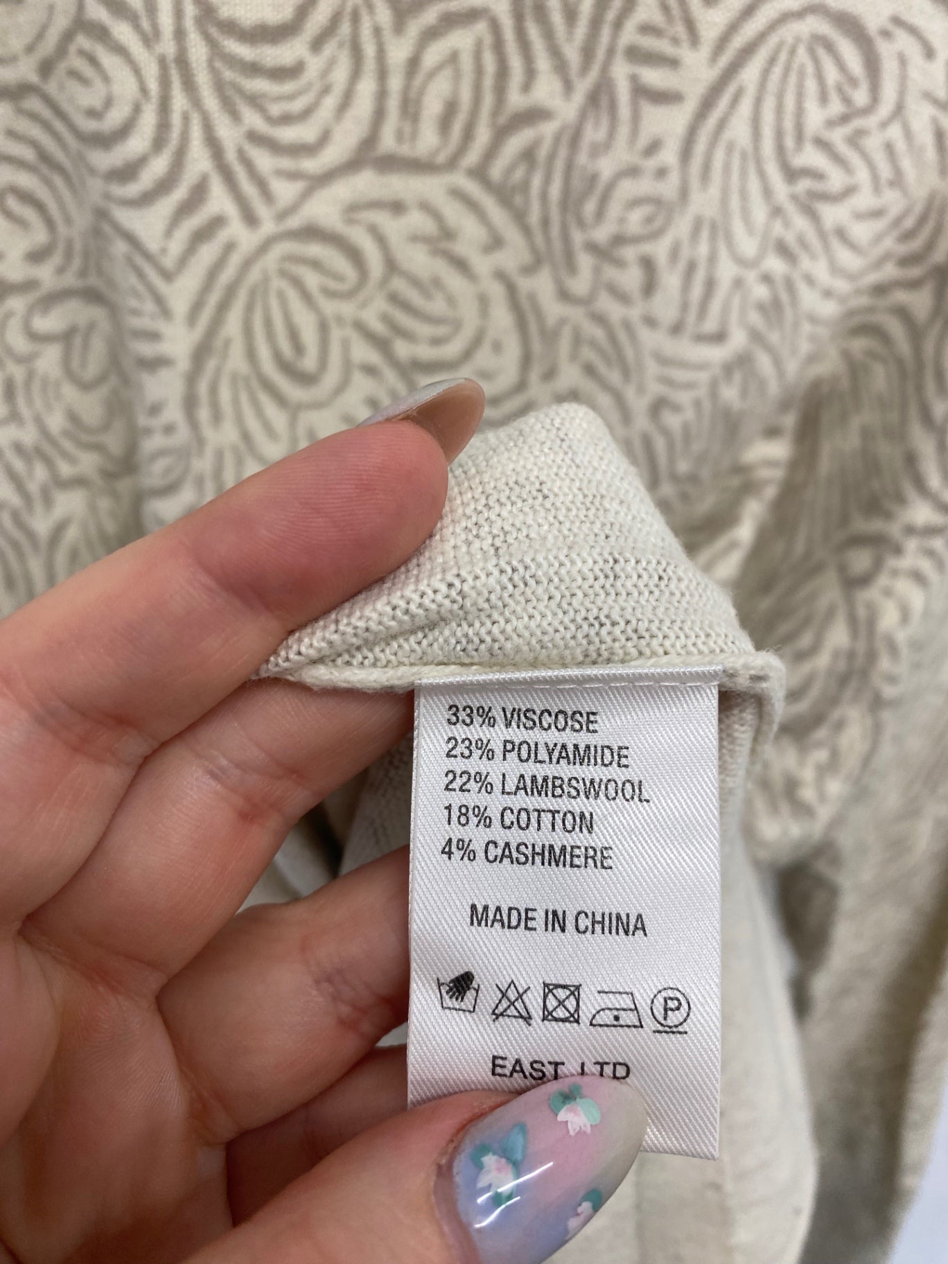 Gorgeous EAST Floral Jumper UK M Beige BM001