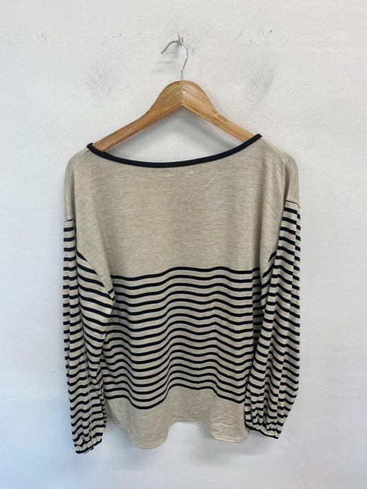 Gorgeous MAX STUDIO Jumper UK L Beige & Black Stripes BM001
