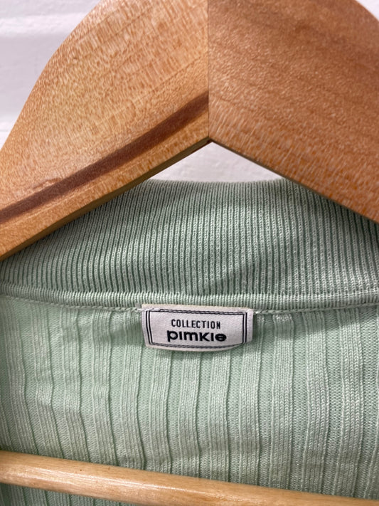 Gorgeous Pimkie Sweater UK L Light Green ribbed Collared GS001