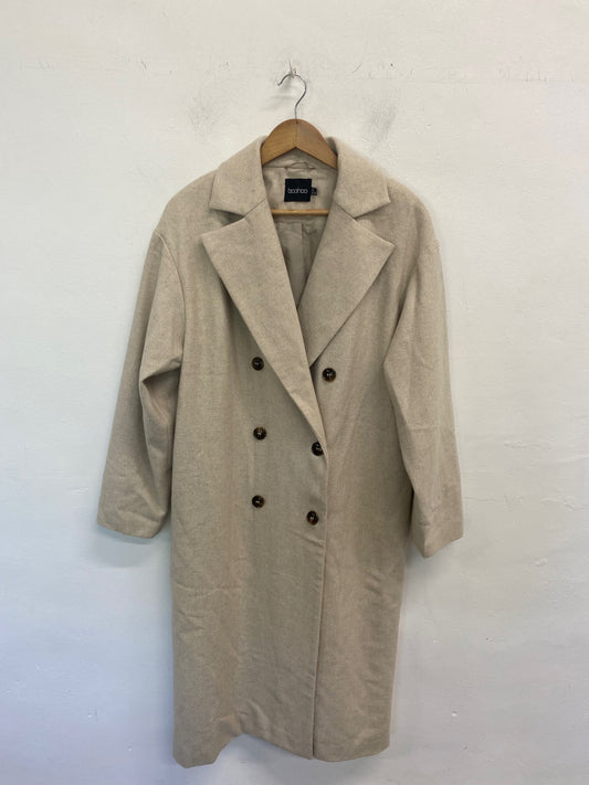 Gorgeous Boohoo Overcoat UK14 Beige GS001
