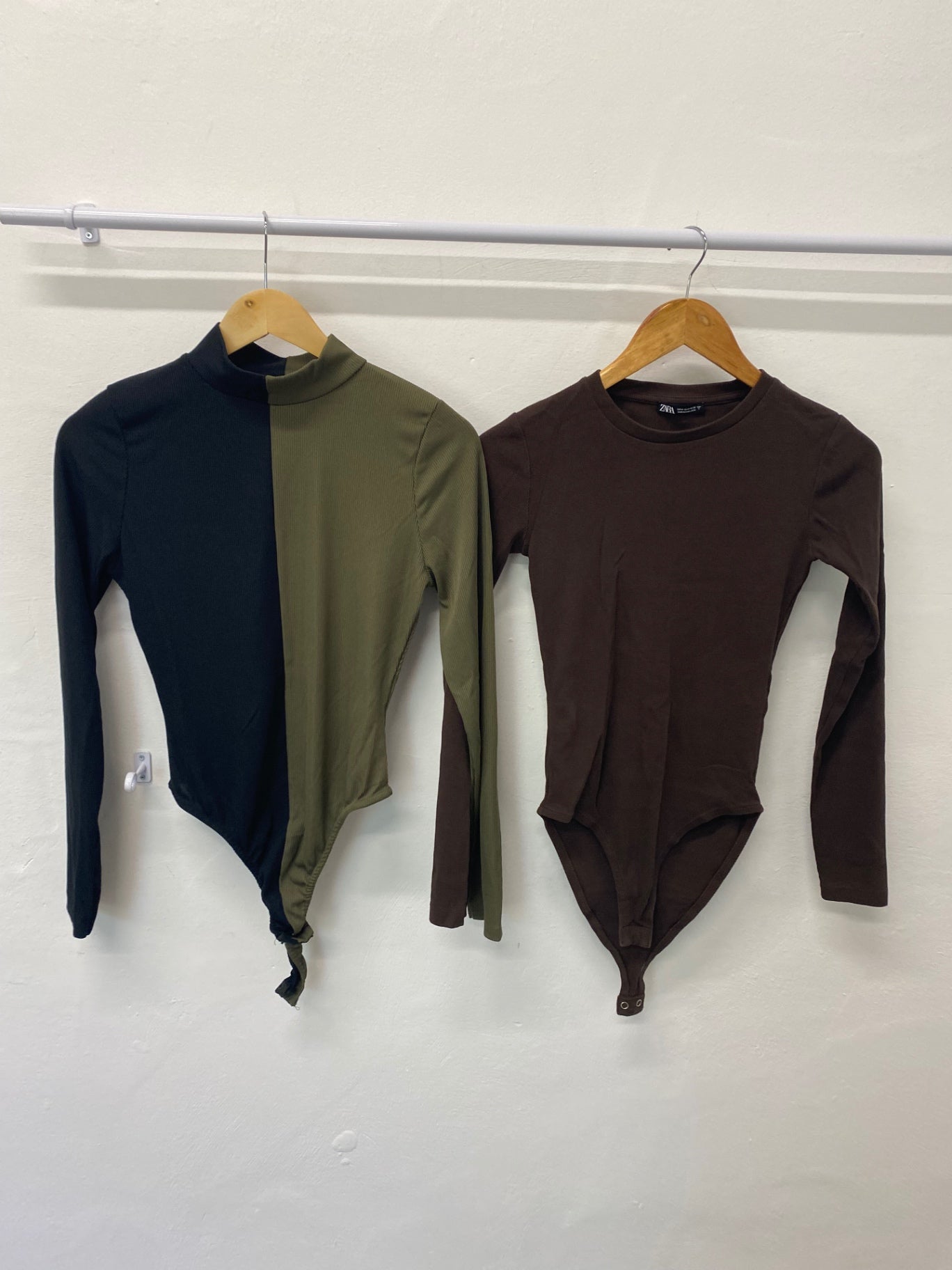 Gorgeous duo of Zara Bodysuit UK L black & olive green #6 GS001