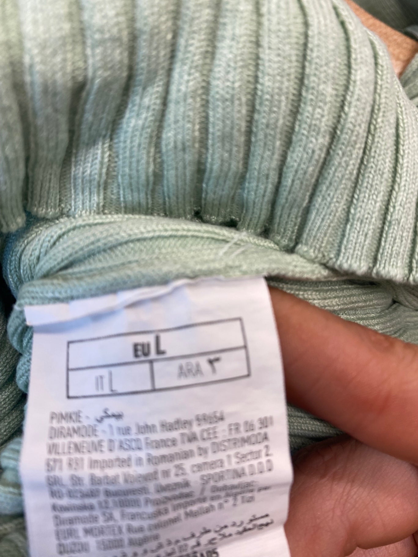 Gorgeous Pimkie Sweater UK L Light Green ribbed Collared GS001