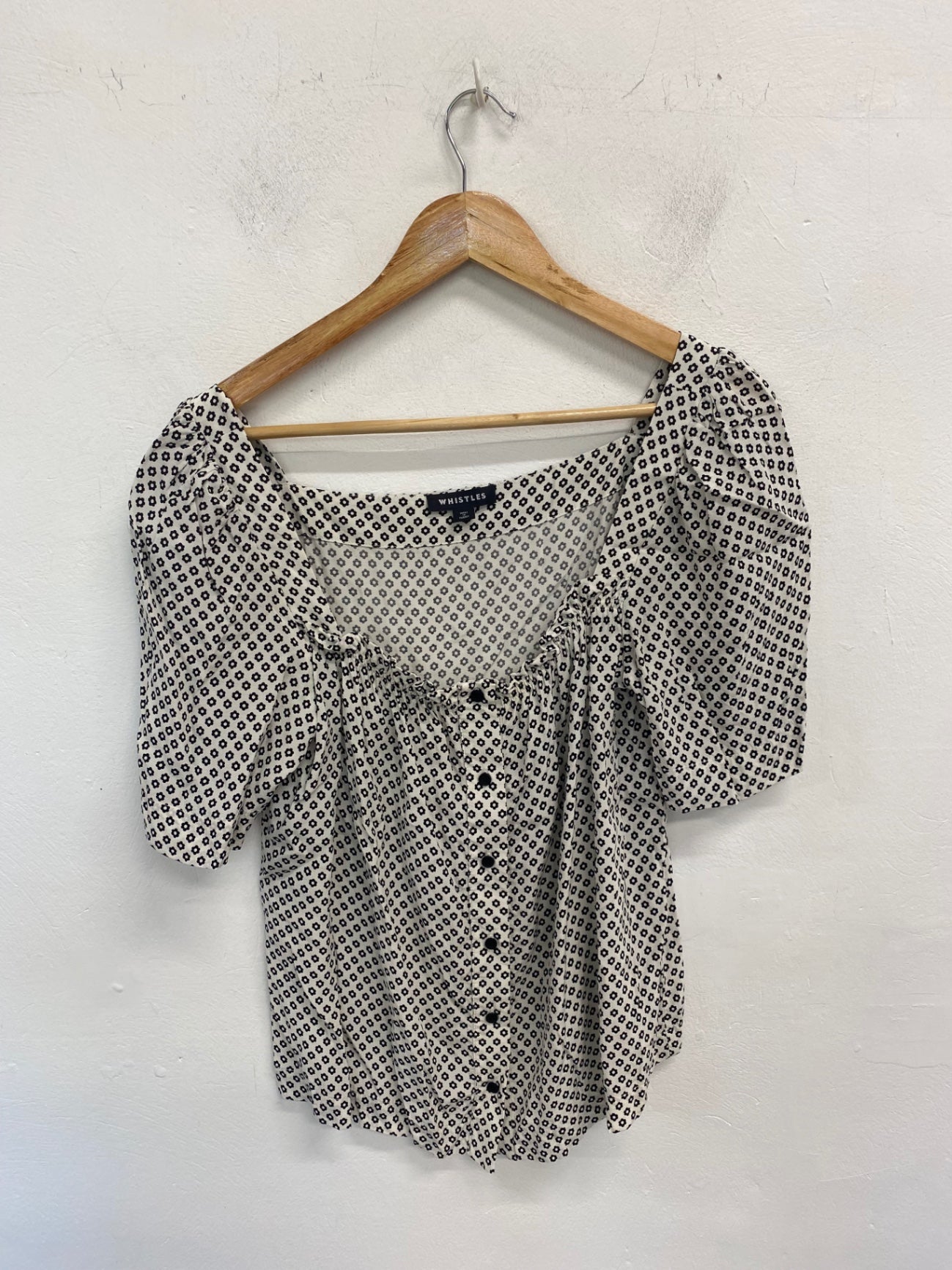 Boho Whistles Blouse UK12 Black & White Floral BM001