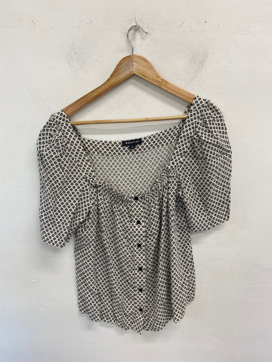 Boho Whistles Blouse UK12 Black & White Floral BM001