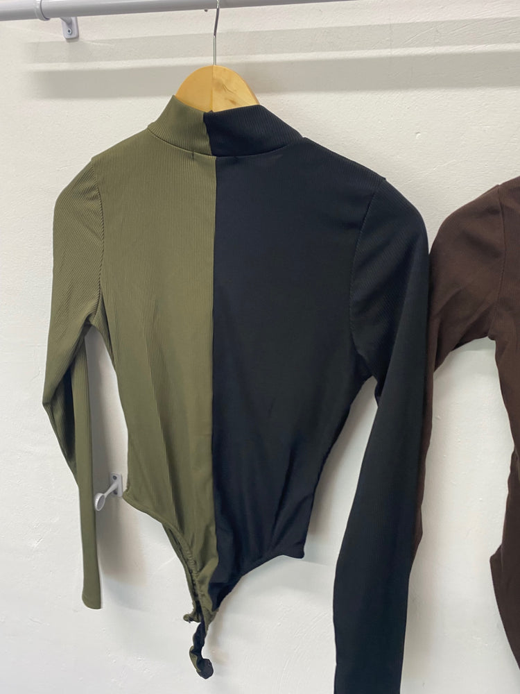 Gorgeous duo of Zara Bodysuit UK L black & olive green #6 GS001