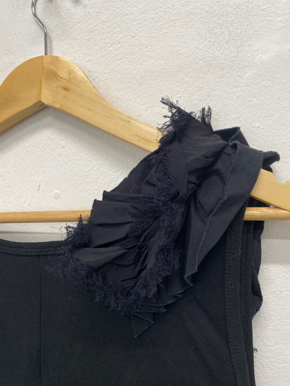 Gorgeous Jigsaw Dress UkM Black jersey Ruffle trim raw edge BM001