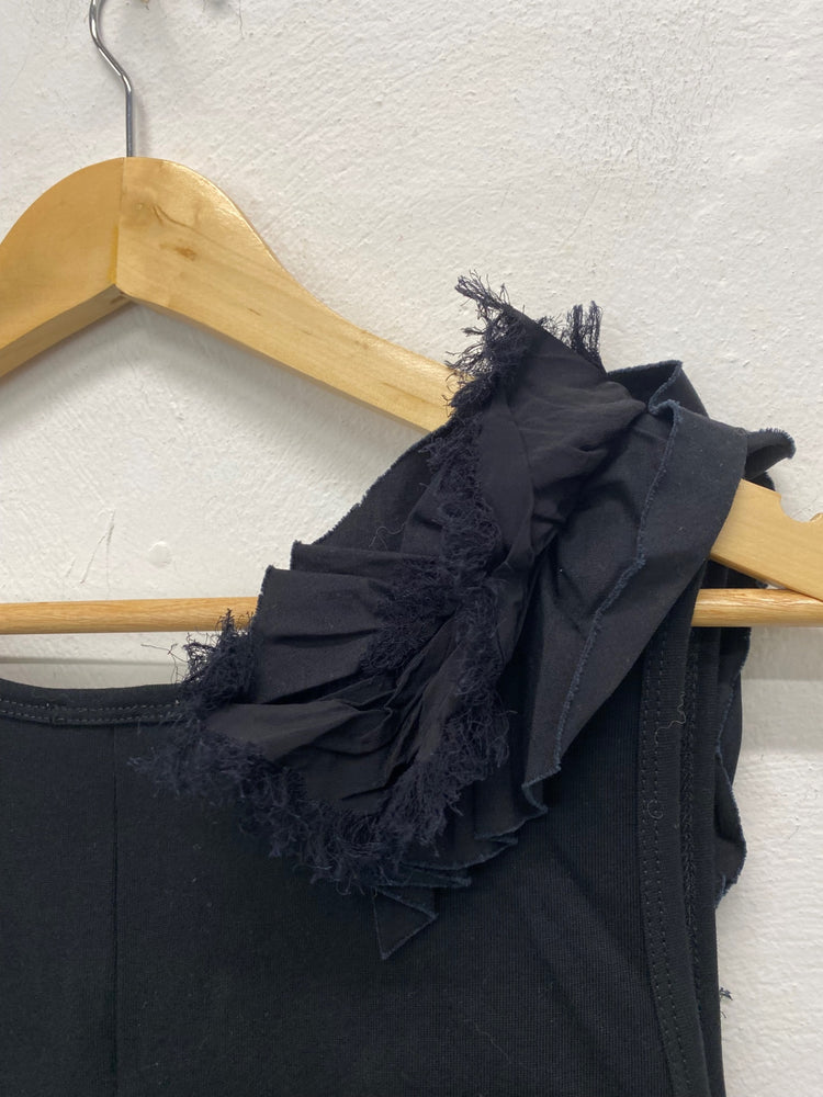 Gorgeous Jigsaw Dress UkM Black jersey Ruffle trim raw edge BM001