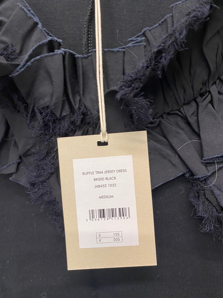 Gorgeous Jigsaw Dress UkM Black jersey Ruffle trim raw edge BM001