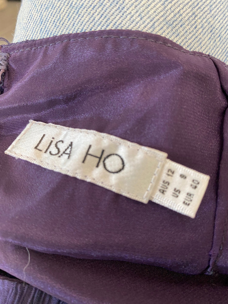 Gorgeous Lisa Ho Maxi Skirt UK12 Dark purple ruffle taffeta Evening skirt BM001