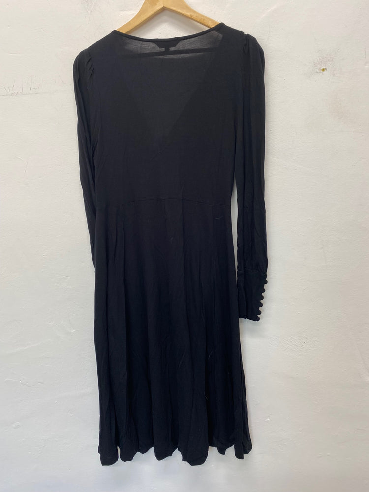 Gorgeous Biba Midi Dress Uk14 Black & knot detail ornate cuffs BM001