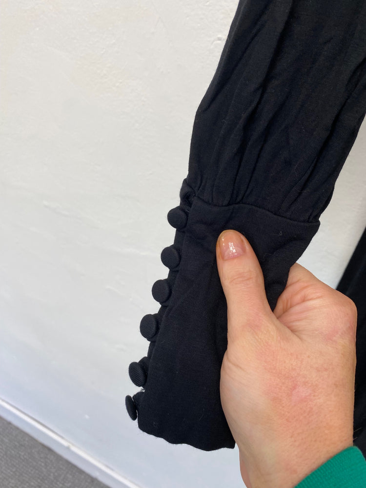 Gorgeous Biba Midi Dress Uk14 Black & knot detail ornate cuffs BM001