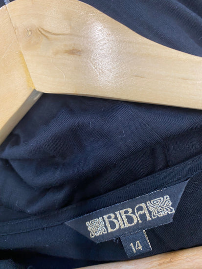 Gorgeous Biba Midi Dress Uk14 Black & knot detail ornate cuffs BM001