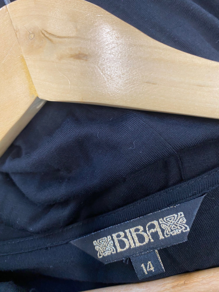 Gorgeous Biba Midi Dress Uk14 Black & knot detail ornate cuffs BM001