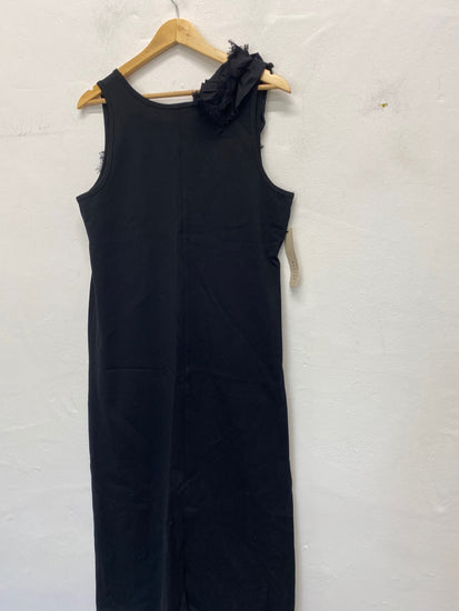 Gorgeous Jigsaw Dress UkM Black jersey Ruffle trim raw edge BM001