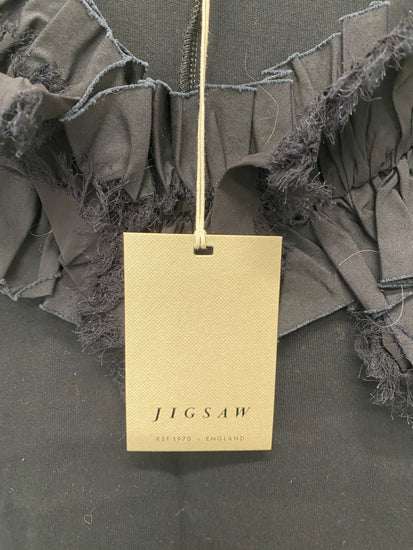 Gorgeous Jigsaw Dress UkM Black jersey Ruffle trim raw edge BM001