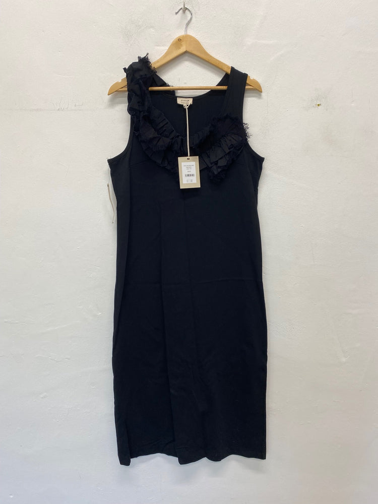 Gorgeous Jigsaw Dress UkM Black jersey Ruffle trim raw edge BM001