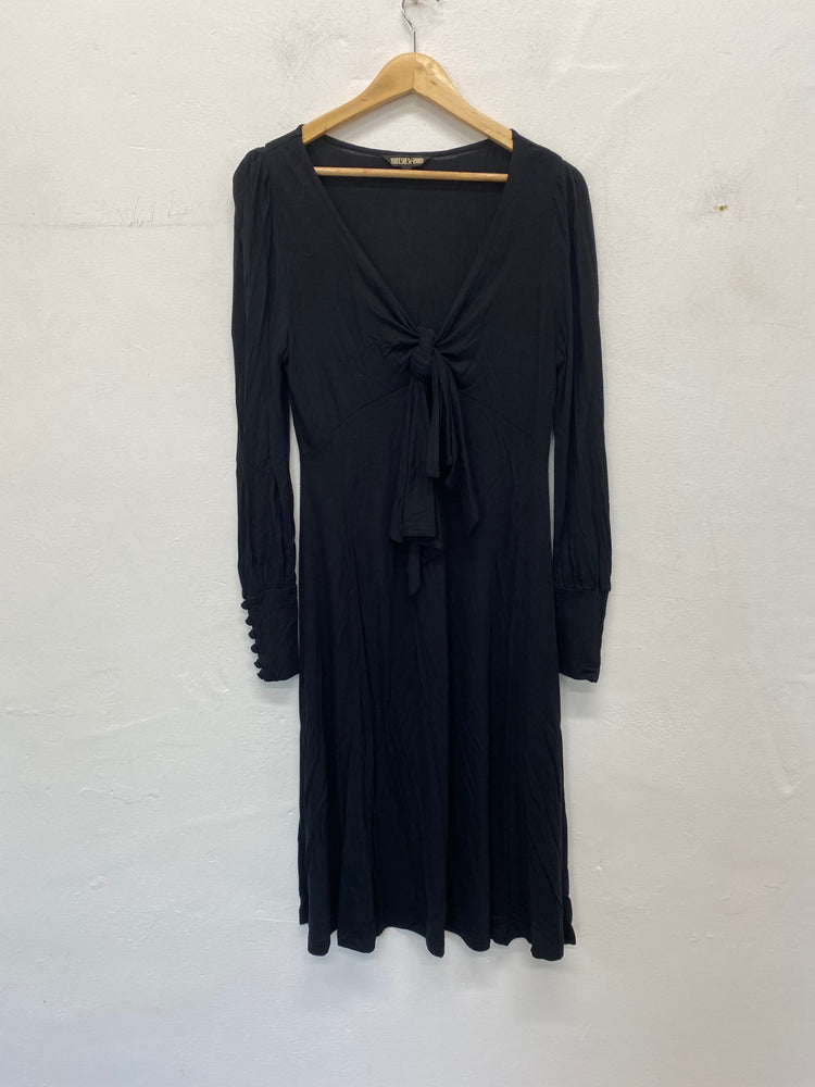 Gorgeous Biba Midi Dress Uk14 Black & knot detail ornate cuffs BM001