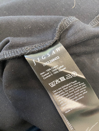 Gorgeous Jigsaw Dress UkM Black jersey Ruffle trim raw edge BM001