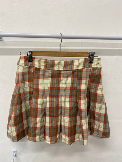 Gorgeous Motel Skirt UK S Cream pink checked EK001