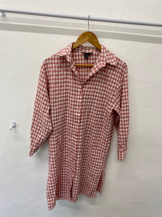 Gorgeous New Look Shirt dress UK6 Red and white gingham oversized EK001